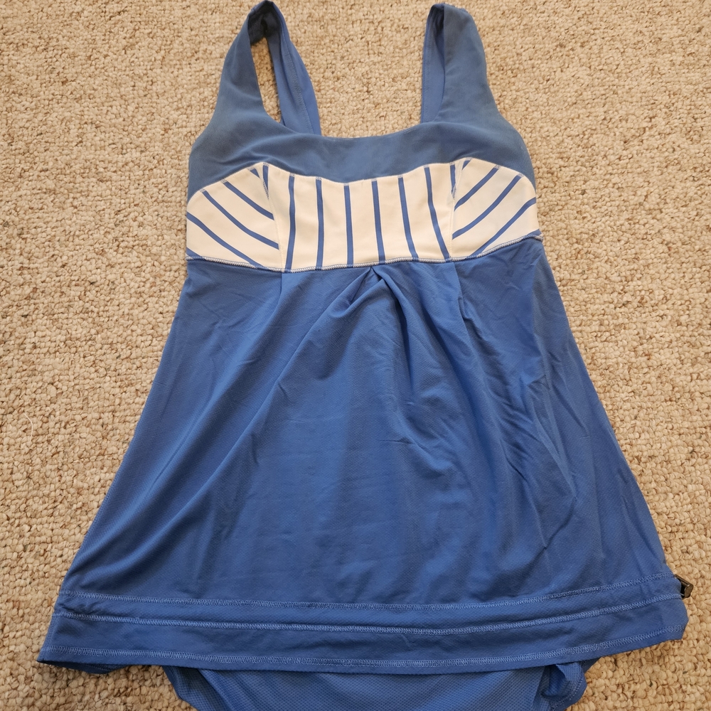 lululemon athletica Blue and White Tank Top